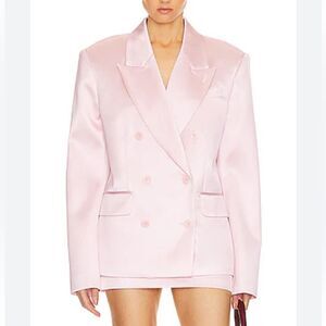 NWT HELSA Heavy Satin Double Breasted Jacket pale pink blazer Revolve FWRD XS